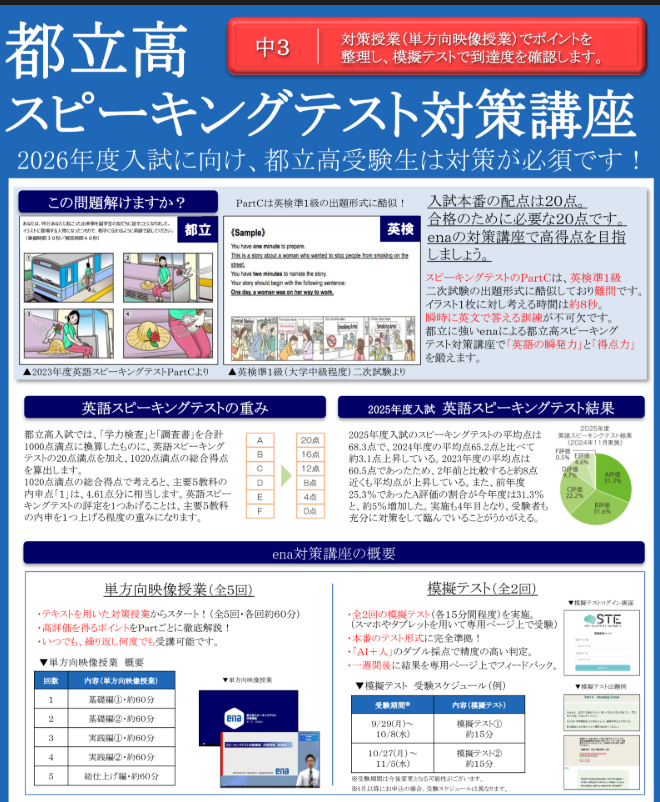 【板橋BOARD】スピーキングテスト対策のお知らせ