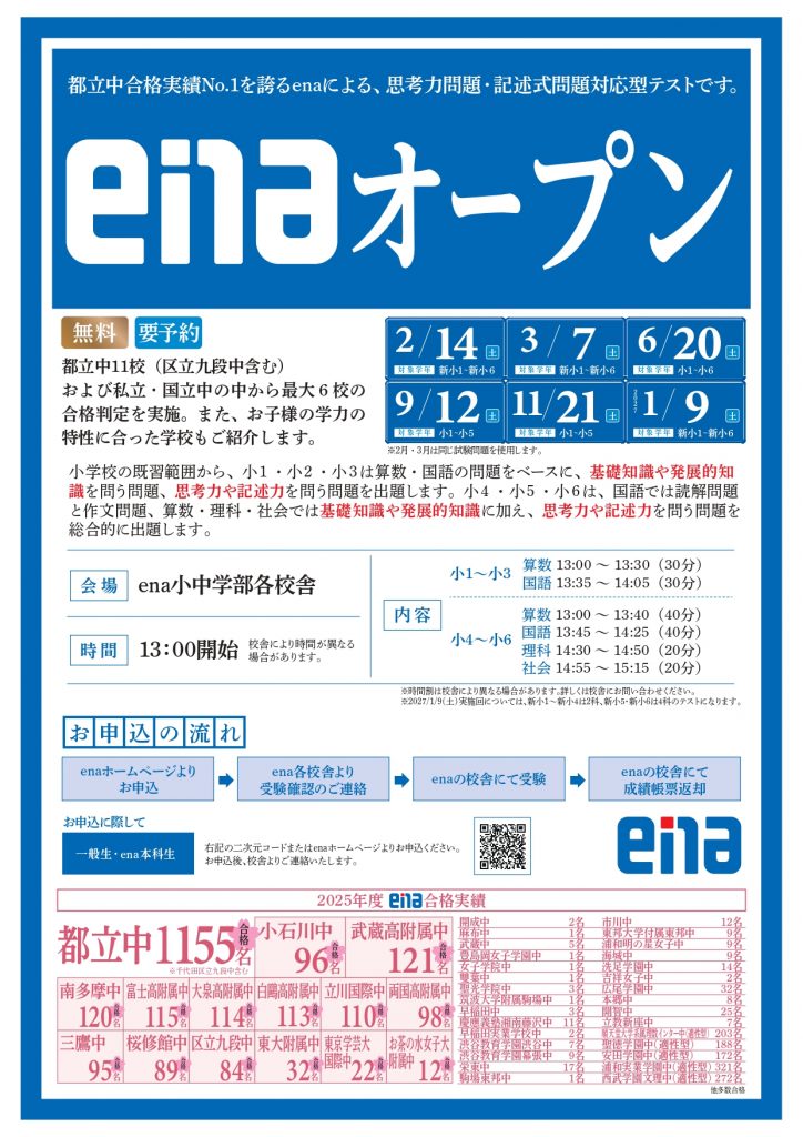 ２月１４日（土）実施：enaオープン！