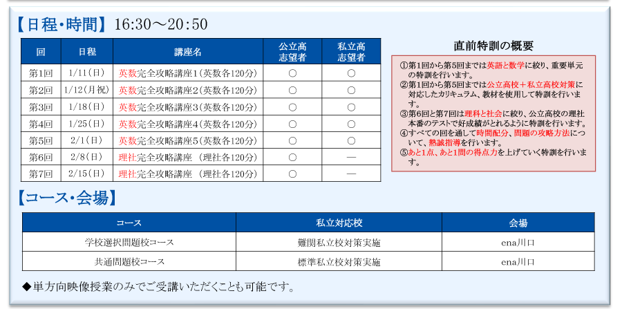 中3直前特訓(埼玉)